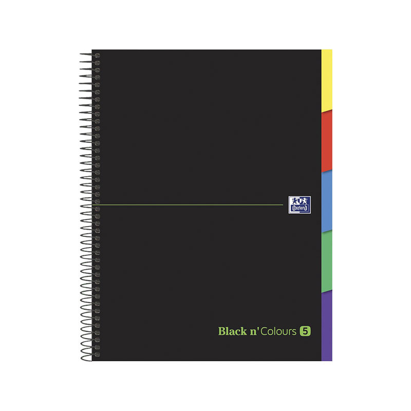Cuaderno Espiral microperforado A4+ Oxford 90 g Cuadro 5mm 100 hojas Negro Tapa Extradura